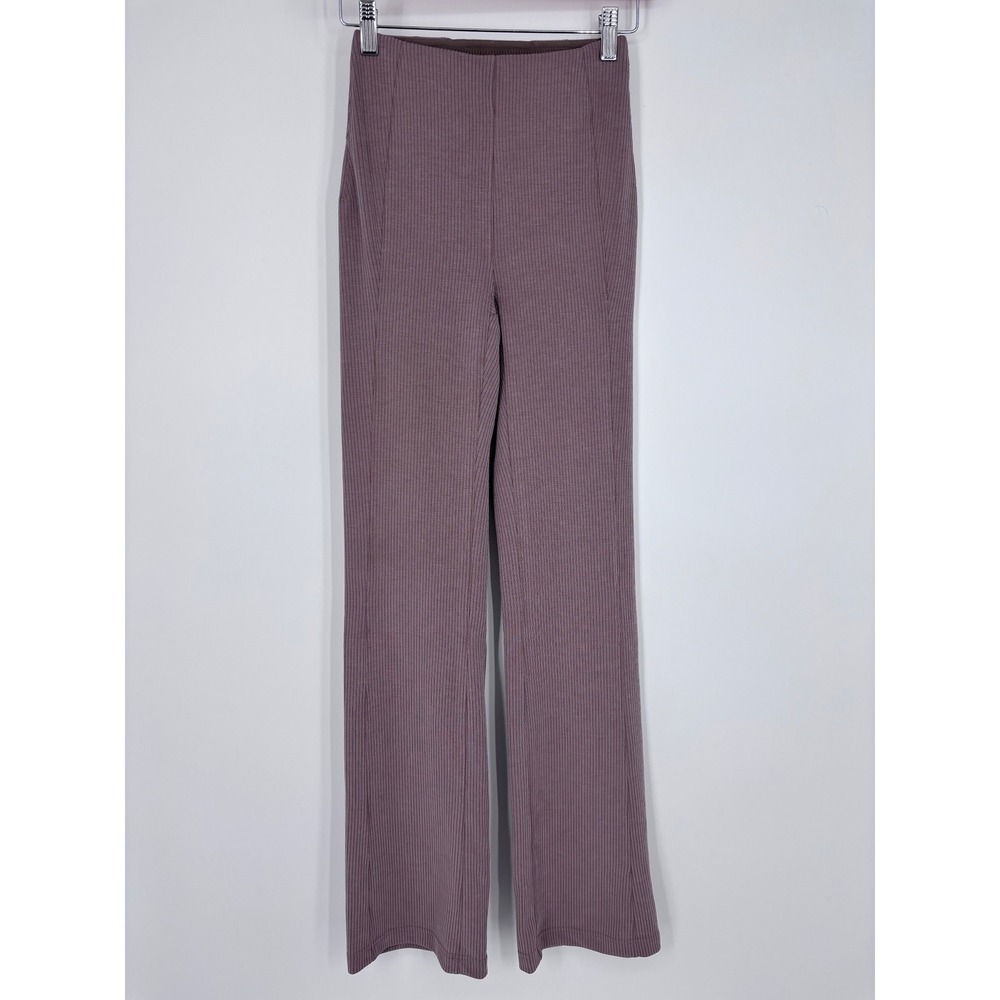 Lululemon Ribbed Softstreme High-Rise Flared Pant Women 2 Mauve Yoga Gym Stretch